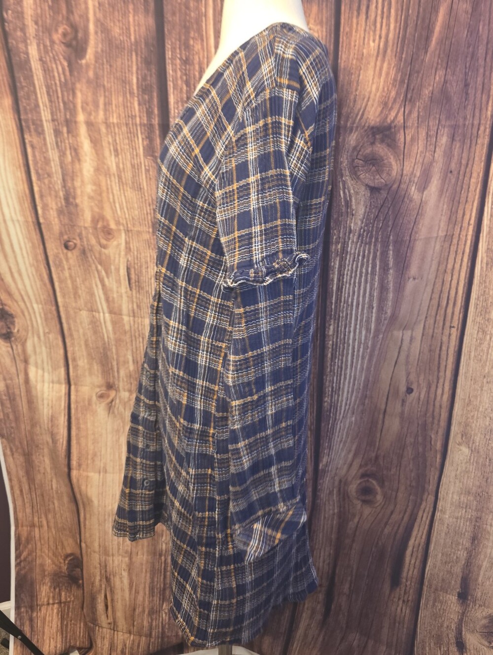 Madewell Ruffle Shirt Dress Size M Plaid - Picture 4 of 10